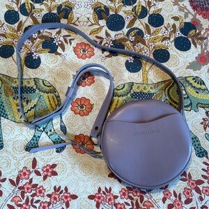 Portland Leather small lavender purple perfect circle crossbody purse bag